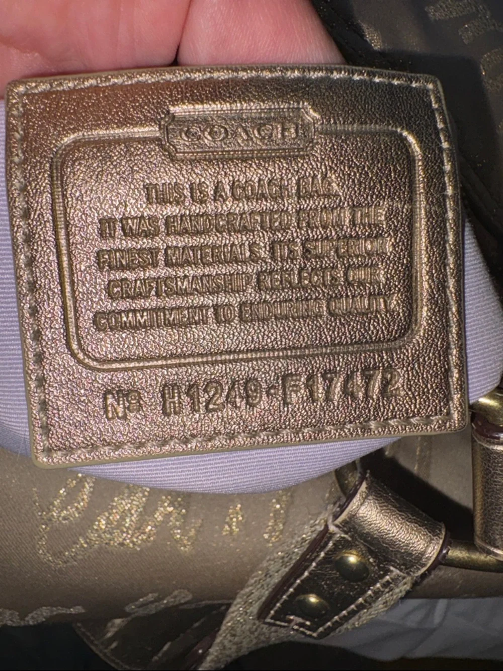 Coach Poppy Lurex Hobo Signature Script in GUC. - Picture 9 of 11